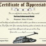 Army Certificate Of Appreciation Template