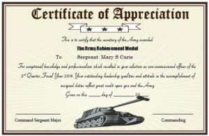 Army Certificate Of Appreciation Template (2) - TEMPLATES EXAMPLE ...