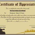 Army Certificate Of Appreciation Template