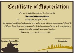 Army Certificate Of Appreciation Template (3) - TEMPLATES EXAMPLE ...