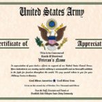 Army Certificate Of Appreciation Template