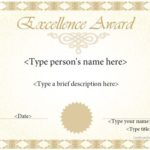 Award Of Excellence Certificate Template