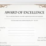 Award Of Excellence Certificate Template