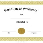 Award Of Excellence Certificate Template