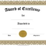 Award Of Excellence Certificate Template
