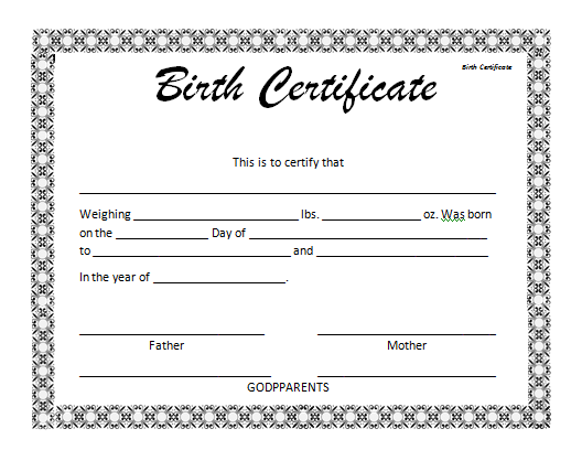 Birth Certificate Template For Microsoft Word