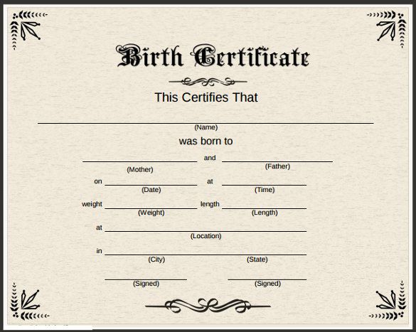 Birth Certificate Template Uk