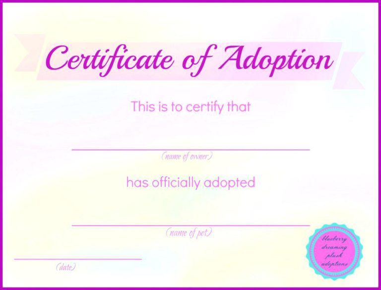 Blank Adoption Certificate Template (5) TEMPLATES EXAMPLE TEMPLATES