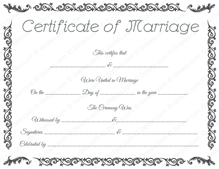 Blank Marriage Certificate Template