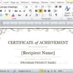 Certificate Of Achievement Template Word