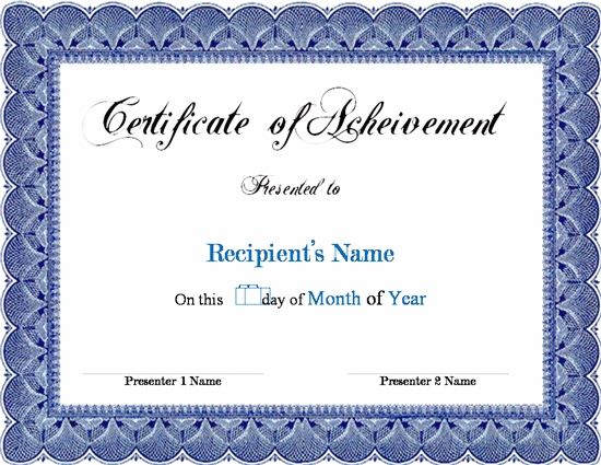 Certificate Of Achievement Template Word