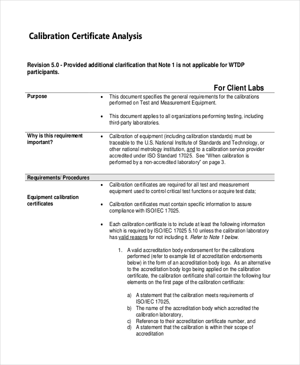 Certificate Of Analysis Template