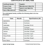 Certificate Of Analysis Template