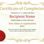 Certificate Of Completion Template Free Printable