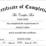 Certificate Of Completion Template Free Printable