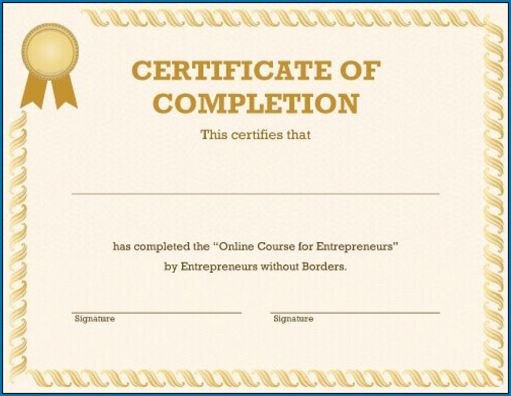 Certificate Of Completion Template Free Printable