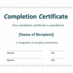 Certificate Of Completion Template Word