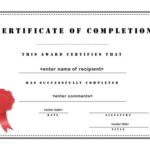 Certificate Of Completion Template Word