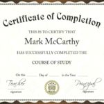 Certificate Of Completion Template Word