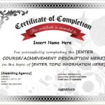 Certificate Of Completion Word Template