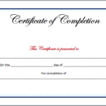 Certificate Of Completion Word Template