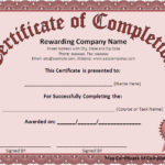 Certificate Of Completion Word Template