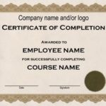 Certificate Of Completion Word Template