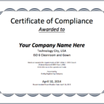 Certificate Of Compliance Template