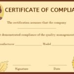 Certificate Of Compliance Template