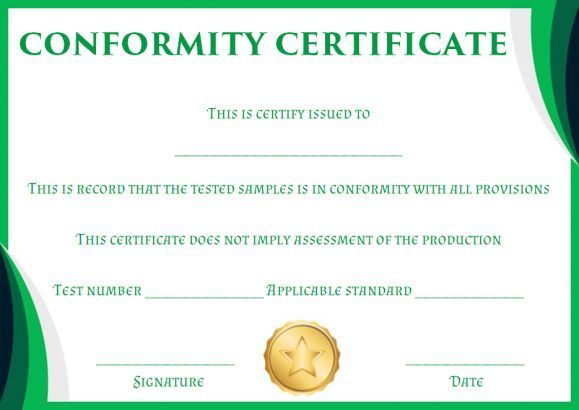 Certificate Of Conformance Template