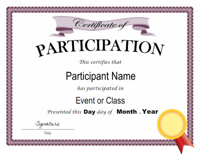 Certificate Of Participation Template Ppt