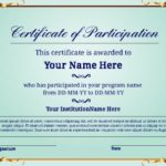 Certificate Of Participation Template Word