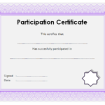 Certificate Of Participation Template Word