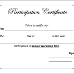 Certificate Of Participation Template Word
