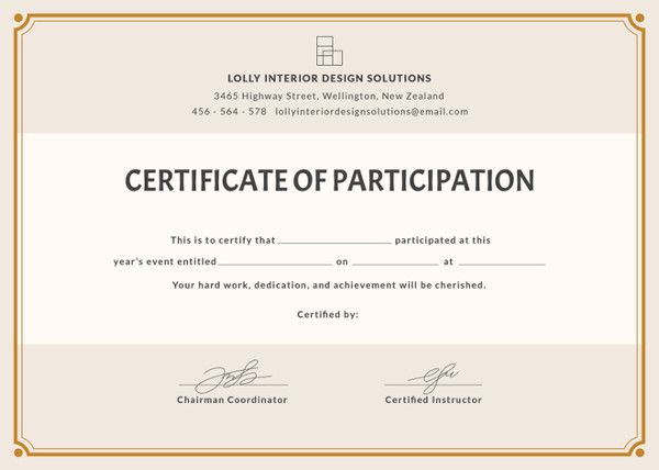 Certificate Of Participation Template Word