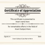 Certificates Of Appreciation Template