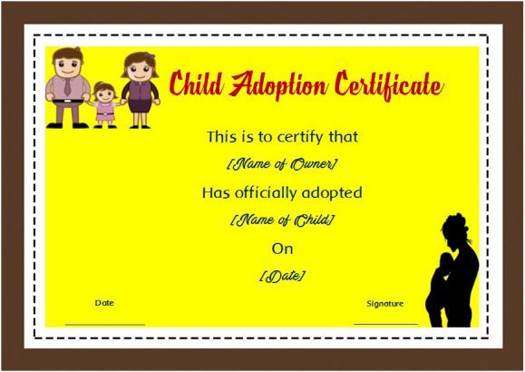 Child Adoption Certificate Template