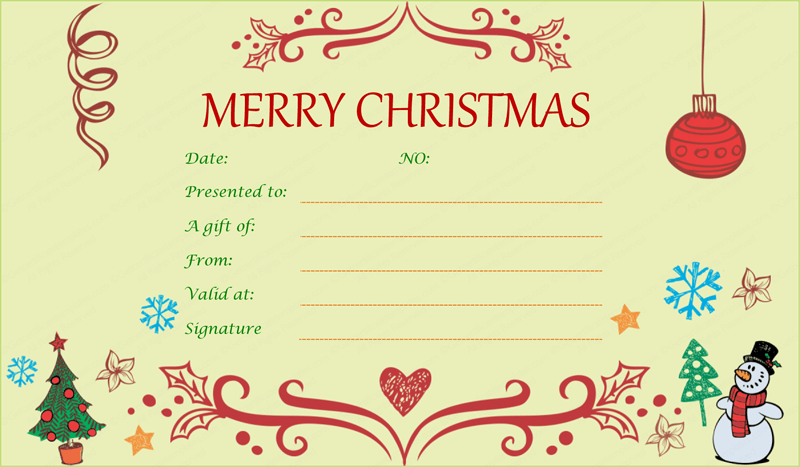 Christmas Gift Certificate Template Free Download