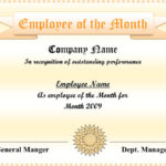 Employee Of The Month Certificate Template