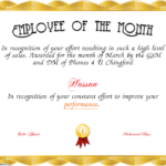 Employee Of The Month Certificate Template