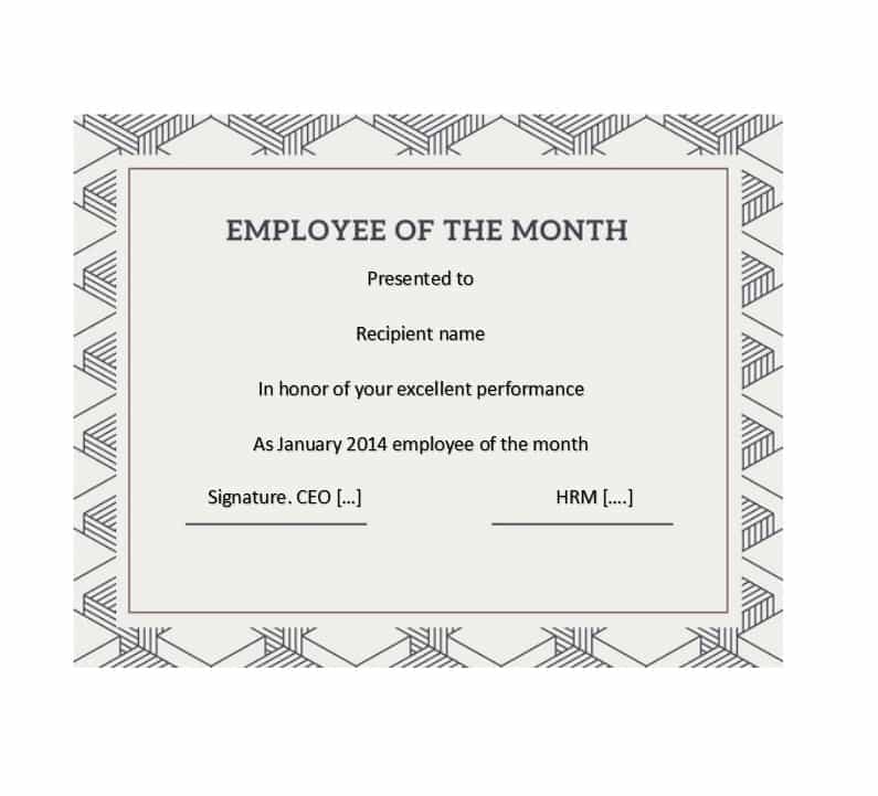 Employee Of The Month Certificate Template