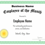 Employee Of The Month Certificate Templates