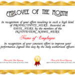 Employee Of The Month Certificate Templates