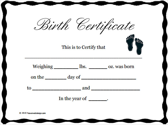 Fake Birth Certificate Template