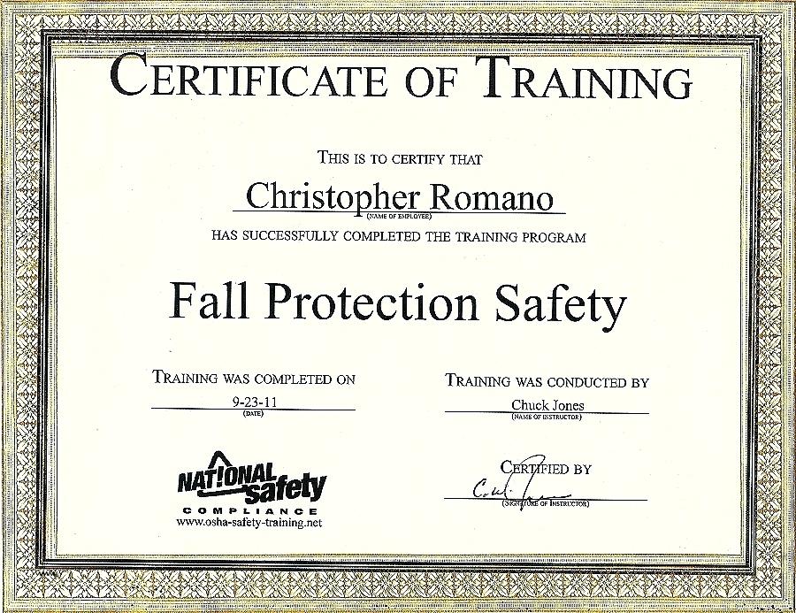 Fall Protection Certification Template