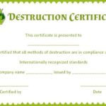 Free Certificate Of Destruction Template