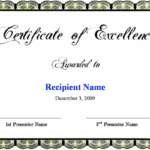 Free Certificate Of Excellence Template