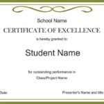 Free Certificate Of Excellence Template