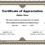 In Appreciation Certificate Templates