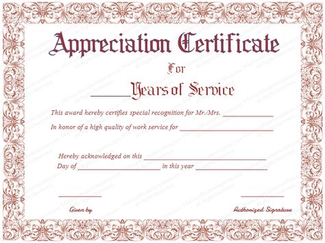 Long Service Certificate Template Sample